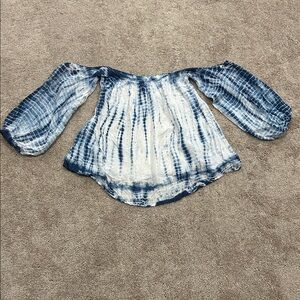 Blue Tie-Dye Off-Shoulder Women's Top